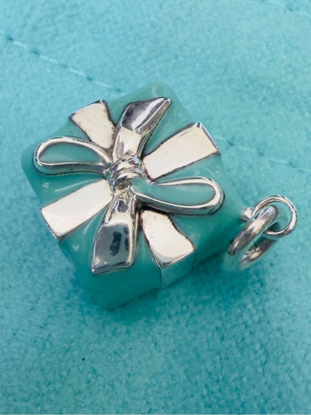 Tiffany & Co Silver Blue Enamel Gift Box Charm Bracelet or Pendant Present - Picture 1 of 6